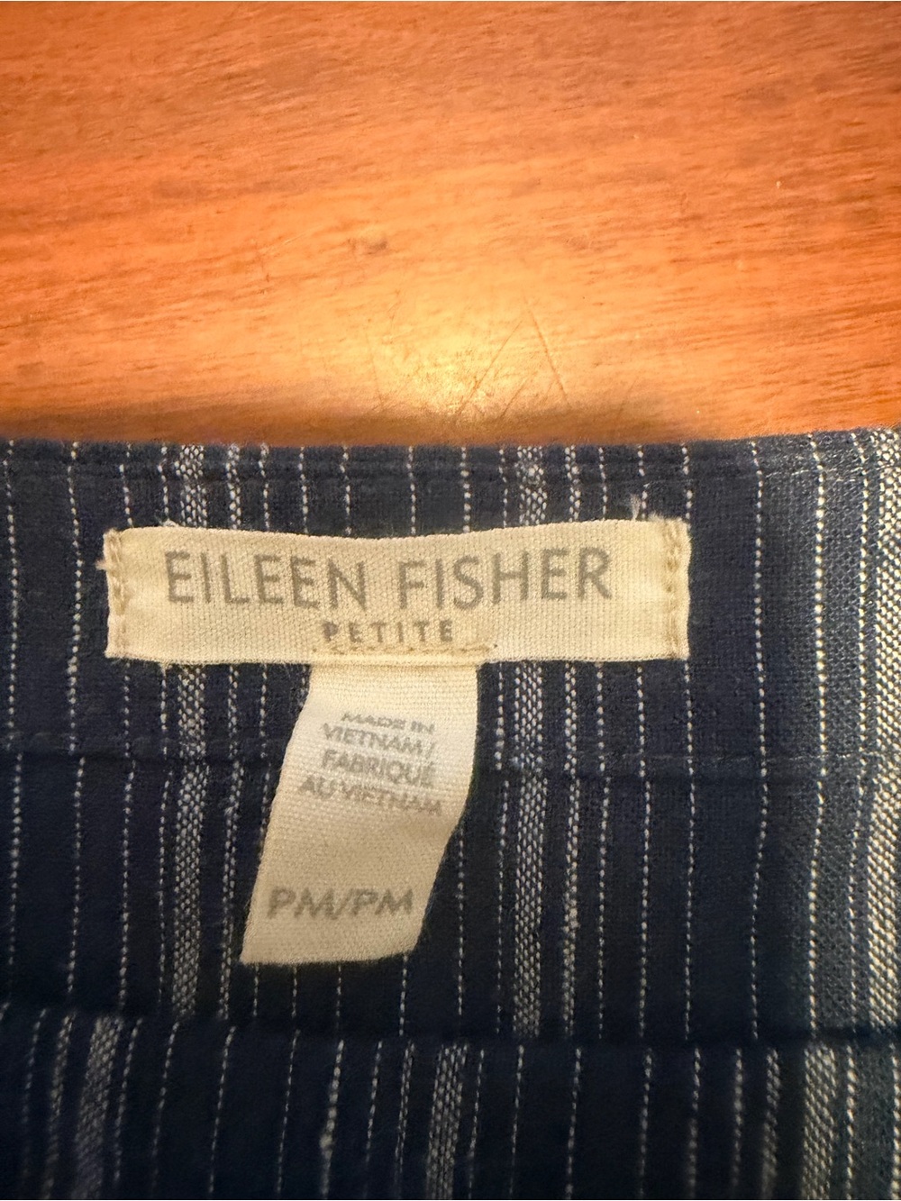 Eileen Fisher Navy and White Striped Short Sleeve Shift Dress - Picture 8 of 8